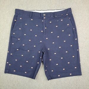 Old Navy Chino Shorts USA Flag Allover Print Mens 40x10 Navy Blue Summer NEW